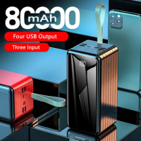 80000mAh Power Bank Portable Charger External Battery Pack 4 USB LED Light Powerbank 80000 mAh for iPhone Huawei Xiaomi Samsung