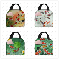 carp animal Aluminum foil thickened thermal insulation lunch bag lunch waterproof thermal insulation travel lunch tote bag