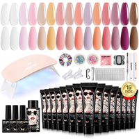 Poly Gel Nail Kit for Beginners: 15 Colors Gel Extension Nail Kit with U V Light for Women Girls