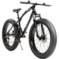 Mountain Bike 26 inch Fat Tire , 21 Speed Dual Front Suspension, Double Disc Brake and High Carbon Steel Frame Anti-Slip Bicycle