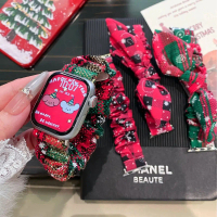 Dây buộc tóc Scrunchie Giáng sinh, Dây đeo nơ, Thích hợp cho Apple Watch Iwatch10 thế hệ 987654Ultra