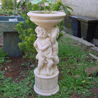 歐式綠植物復古擺設家居花園庭院擺件工藝品浮雕三天使花盆栽花瓶