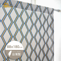 【Home Desyne】台灣製 北歐風菱形格仿麻長門簾88x180cm(風水簾)