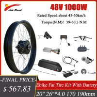 48V 1000W Fat Tire Electric Bike Conversion Kit Rear Brushless Motor Wheel E Bike Conversion Kit 32KM/H Max Speed SW900 Display