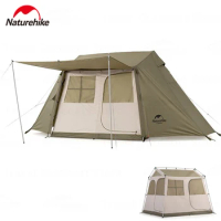 Naturehike Village 5.0 Roof Outdoor Portable 4 Persons Tent 210D Oxford Cloth Waterproof Camping 2 Door Multi-window Family Tent