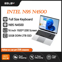 16 Inch Intel N95 N4500 Laptop 32GB DDR4 2TB SSD Fingerprint Unlock HD Camera 500mAh 4 Cores 4 Threads Portability Computer