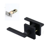Channel engineering lock keyless indoor door lock wooden door three-bar lock handle lock black noise-reducing lockset