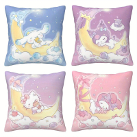 Authentic 4pcs Sanrio Hello Kitty My Melody Kuromi Cinnamoroll Moon Throw Pillowcase Set Cute Cartoo