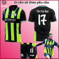 Quần áo nữ (Vải thun mè) Áo bóng đá CLB Man city đen xanh sân khách 2024/2025 ,in tên số theo yêu cầ