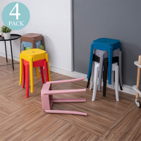 樂嫚妮 現代塑膠凳/餐椅凳-方凳4入組/來賓備用椅凳-(10色)