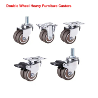 1PCS Double Wheel Heavy Furniture Casters 360°Swivel Soft Rubber Universal Mute Wheel For Platform Trolley Chair Household Parts