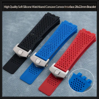 High Quality Soft Silicone Watchband For TAG HEUER Strap Carrera Series Watch Band Concave Convex Interface 28x22mm Bracelet