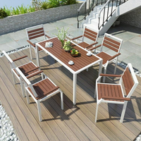 戶外桌椅 定制戶外桌椅庭院白色陽台小桌椅花園公園露天露台咖啡廳鐵藝塑木室外