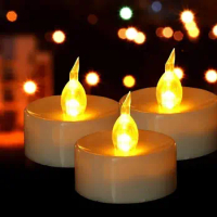 12Pcs Battery Operated LED Tea Lights Candles Flameless Flickering Weeding Decor