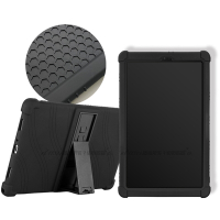 VXTRA 三星 Samsung Galaxy Tab A7 Lite 全包覆矽膠防摔支架軟套 保護套(黑) T225 T220