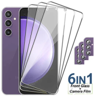 6IN1 Screen Protector For Samsung S23 S21 S20 FE S10E S10 Lite Tempered Glass For Samsung S23 S22 S21 Plus Fingerprint Unlock
