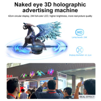 Naked Eye 3D Hologram Projector Advertising Machine 42cm Fan Holographic Wall Mounted Led Logo Sign Display Lamp App Control