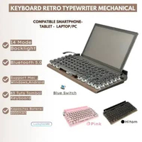 Retro Bluetooth Mechanical Keyboard | Vintage TYPEWRITER Ipad Laptop pink