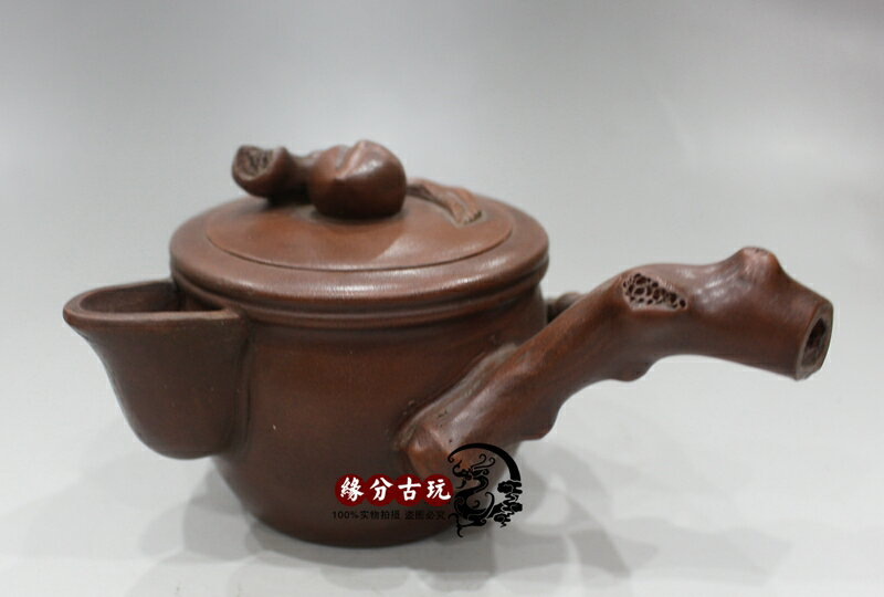 館蔵珍品 紫砂壺 浮雕壺 陳鳴遠款 原礦紅泥 紫砂壺』置物 賞物