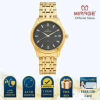 Mirage Jam Tangan Pria Analog 8830 M Gold Original Stainless Plat Hitam