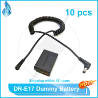 10pcs Coiled 5.5x2.5mm Right Angled Cable + LP-E17 Battery DRE17 DR E17 ACK-E17 DR-E17 DC Coupler for Canon EOS M3 M5 M6 Mark II