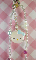 【震撼精品百貨】Hello Kitty 凱蒂貓~限定版手機吊鍊-銀珠藍