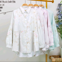 Blouse Atasan Baju Motif Bunga Lengan Panjang Blus Cantik Casual Exclusive Shirt Nyaman