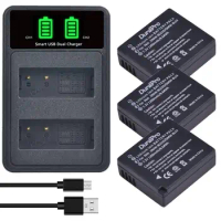 Durapro DMW-BLG10 Battery DMW-BLE9 Bateria + LED Dual Charger for Panasonic LUMIX GF5 GF6 GX7 GX7 Mark II,LX100 GX80 GX85