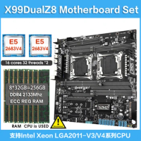 X99 Dual Z8 Motherboard Set With Intel Xeon E5 2683 V4 Dual CPU 8* 32GB 2133MHz DDR4 ECC REG RAM Server Mainboard KIt