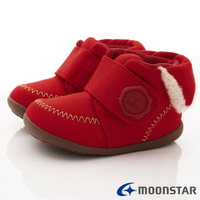 ★日本月星Moonstar機能童鞋HI系列寬楦護踝毛靴學步鞋款1042紅(寶寶段)