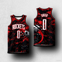 Jersi Bola Keranjang Houston Rockets, Yun, Jalen Green, Jaket Sukan, Saiz Besar, Edisi Peminat Unise