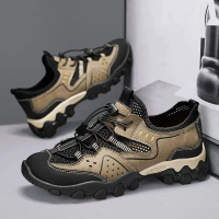 Giày nam kiểu Crocs, giày lưới thoáng khí cho mùa hè, giày lội nước, giày đi bộ đường dài, dép nam, 