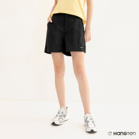 Hang Ten-女裝-REGULAR FIT提織吸濕排汗短褲-黑