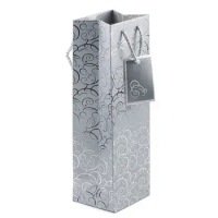 Luxury silver printing Christmas wine gift paper bags custom logo