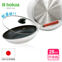 【hokua 北陸鍋具】日本製SenLen洗鍊系列輕量級平底鍋28cm含蓋(可用金屬鏟)