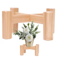Succulent Pot Stand Bamboo House Plant Table Stand Flower Pots Support Holder For Home Office Hotel Bookshop Coffee Shop