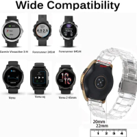 Garmin Venu SQ Strap Transparent Clear Resin Watch Band for Vivoactive 3 4 /245 645 Wrist band for Venu 2