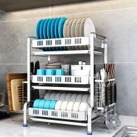 304不銹鋼碗架瀝水架廚房置物架家用晾放碗碟碗盤碗筷收納架三層