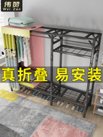 加固布衣櫃結實耐用簡易家用臥室出租房現代折疊鐵衣櫥全掛鋼管