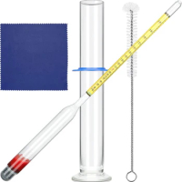 4Pcs Set Triple Scale Hydrometer With Cleaning Cloth 100 Ml Glass Hydrometer Test For Wine Beer Mead Kombucha Brewer