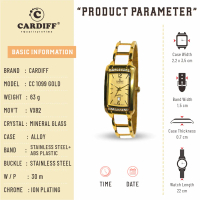 CARDIFF COLLECTION 1099 VX (Tanggal) Jam Tangan Kasual Rantai Wanita Anti Karat Water Resist