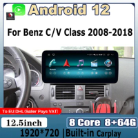 8+64G 12.5" For Mercedes Benz C-class W204 W205 V-class W638 Android 12 Snapdragon Car Multimedia Player Autoradio Navigation