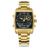 美琪 (簡約時尚)전자電子雙顯男錶防水鋼帶手錶사업商務錶日曆石英錶