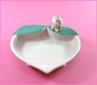 廚房【asdfkitty可愛家】 KITTY中國風桃子造型置物盤-1997年絕版商品-日本製