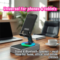 2-in-1 Stand Bluetooth Speaker for Phone & Tablet, 720° Adjustable Wireless Speaker for Watching Dra