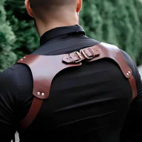 Men Harness Gay BDSM Pu Leather Studded Decor Harness Adjustable BDSM Clothing Fetish Clothing Erotic Costume chest harness