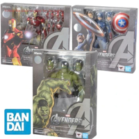 In Stock Bandai SHF Marvel Avengers Endgame Edition Captain America Iron Man Mk6 Thor Hulk Action Figure Collection Gift Toys