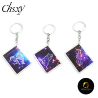 Móc khóa Cartoon 12 Zodiac Sign Keychains Constellation Symbols Acrylic Phụ kiện trang trí túi xách 