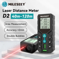 Mileseey D2 Distance Laser Meter, 40M 120m Digital Trena Measurement Instrument,Double Level Bubbles, Range Finder For Home