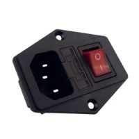 10PCS 10A 250V 3 Pin IEC320 C14 AC Inlet Male Plug Power Socket With Fuse Switch 828 Promotion